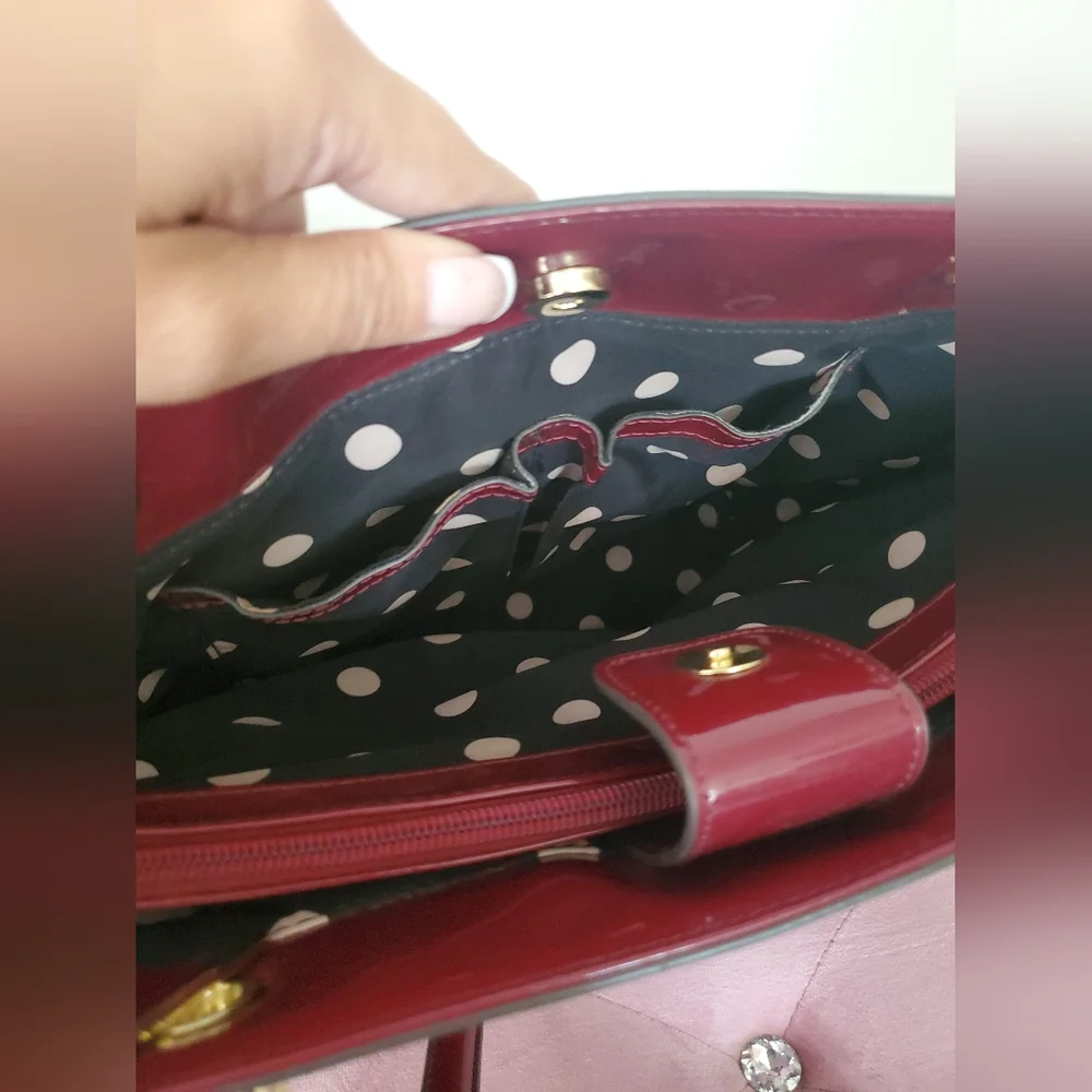 Anne Klein Gold Embossed Leather Tote - Picture 5 of 7